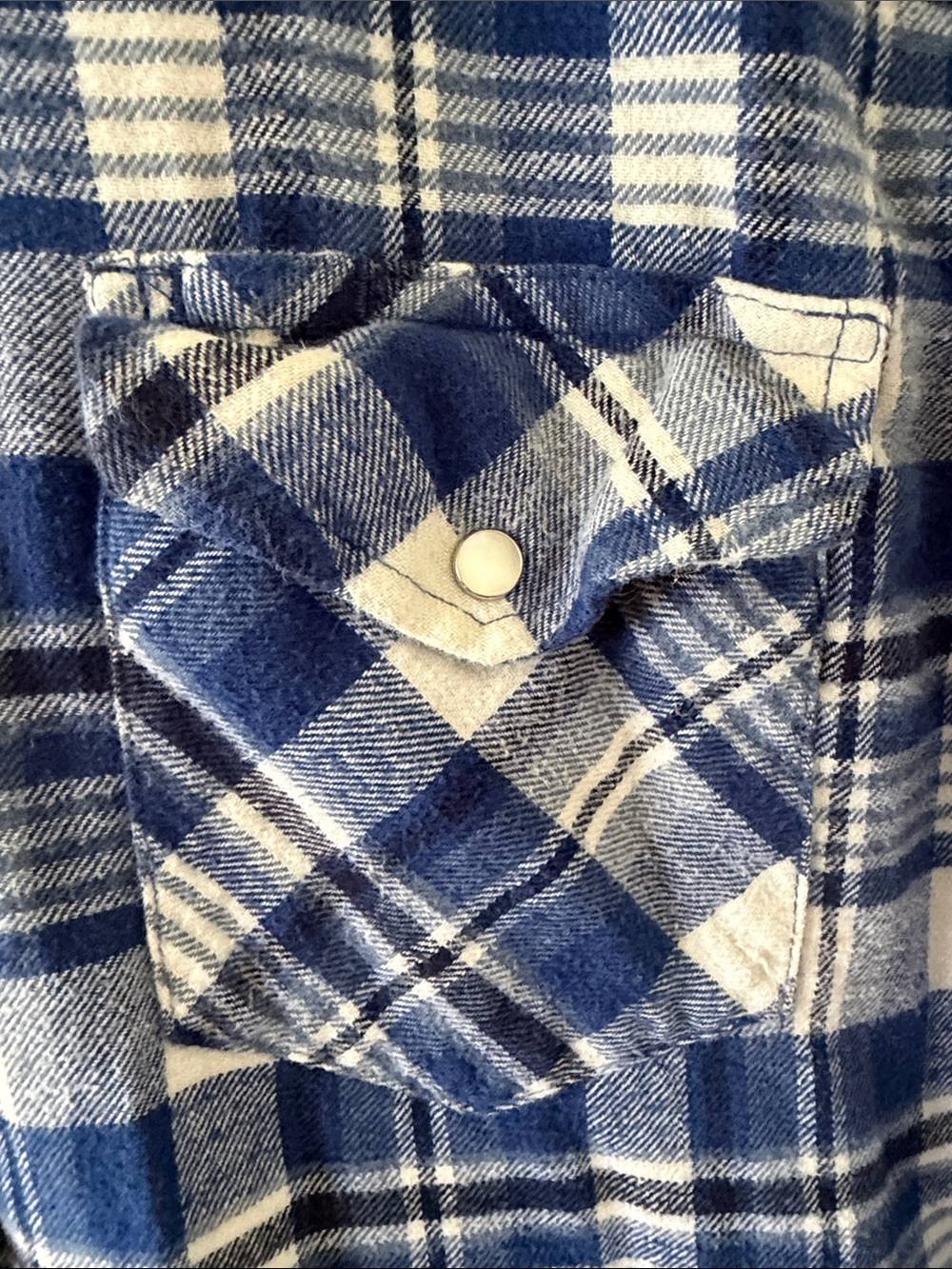 Wrangler Western Shirt Men’s Large Blue White Plaid Flannel Pearl Snap Large - Picture 5 of 9